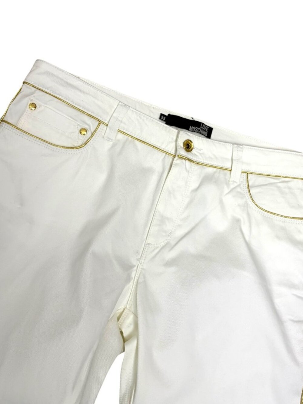 LOVE MOSCHINO White Denim Jeans Luxury Designer Straight Lightweight Pants Large - Picture 5 of 8